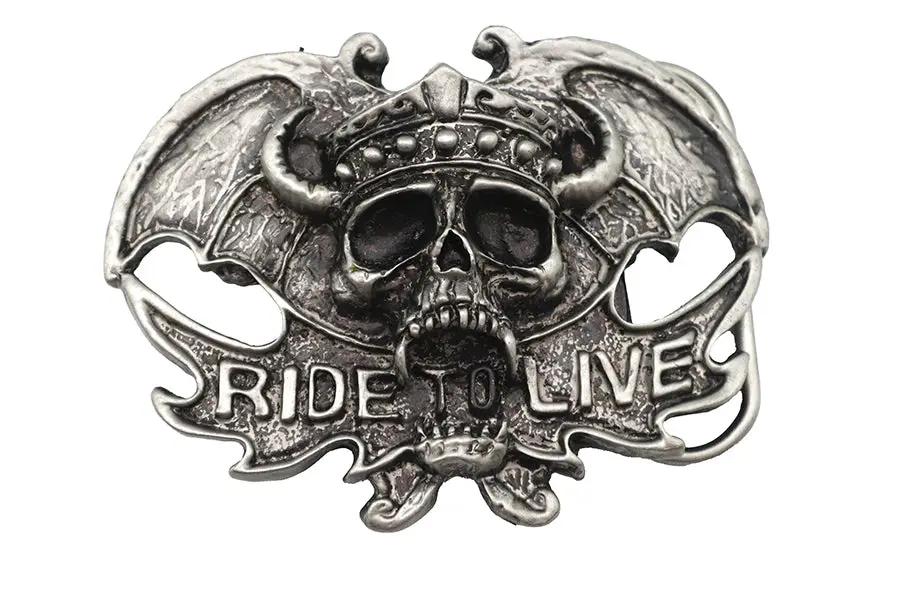 V-Twin Ride To Live Belt Buckle - 3-inch Diameter Vintage Reproduction by V-Twin