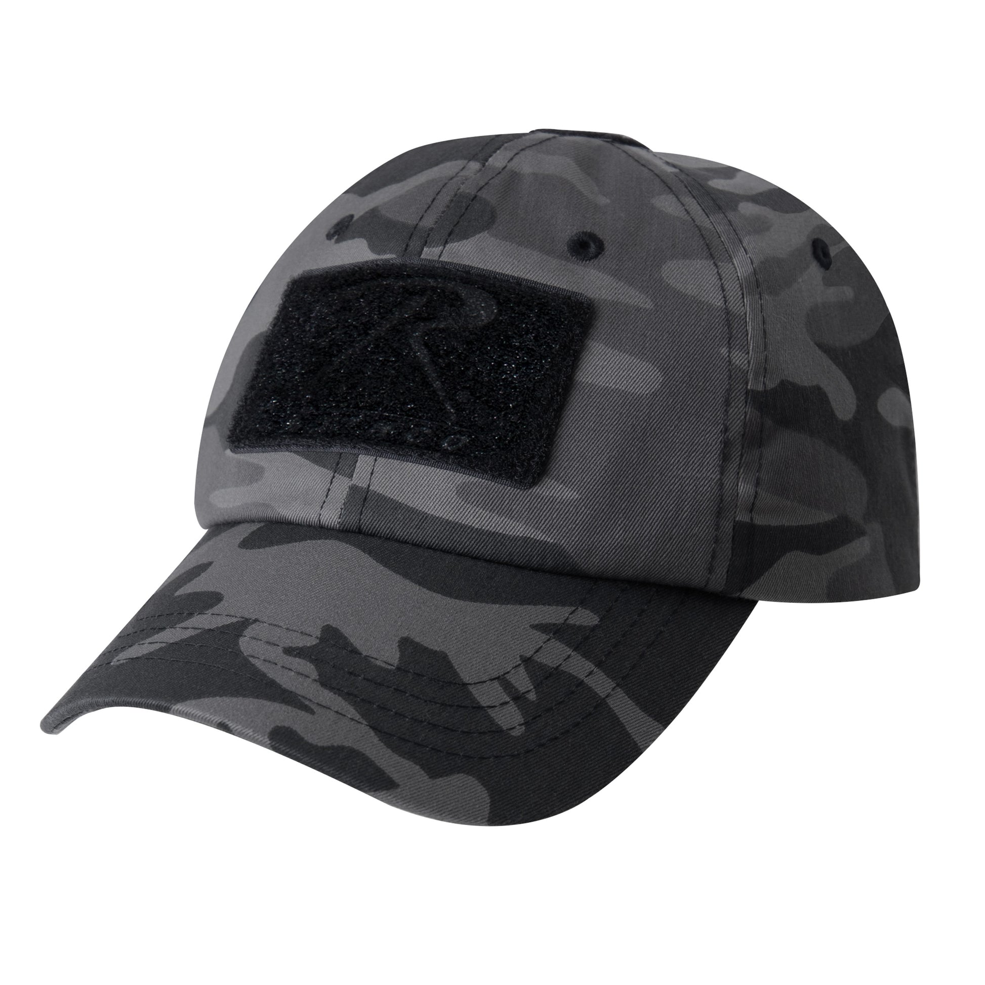 Rothco Tactical Operator Cap Black Camo – Adjustable Military-Style Field Hat with Patches and Ventilation