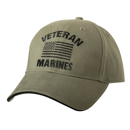 Rothco Vintage Veteran Low Profile Cap with Marine Emblem - Comfortable Brushed Cotton Twill Hat for Veterans