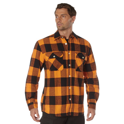 Rothco Extra Heavyweight Buffalo Plaid Flannel Shirt in Orange Plaid, Size Small