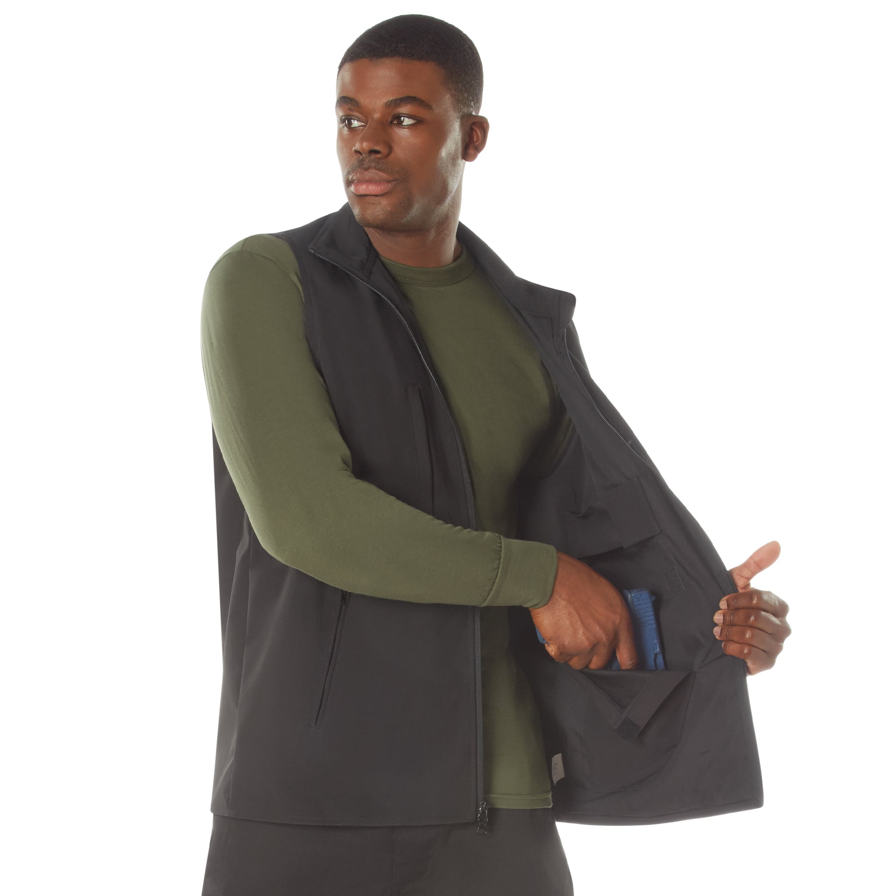 Rothco V2 Concealed Carry Soft Shell Vest Black Size M - Waterproof, Weatherproof CCW Vest with Multiple Pockets