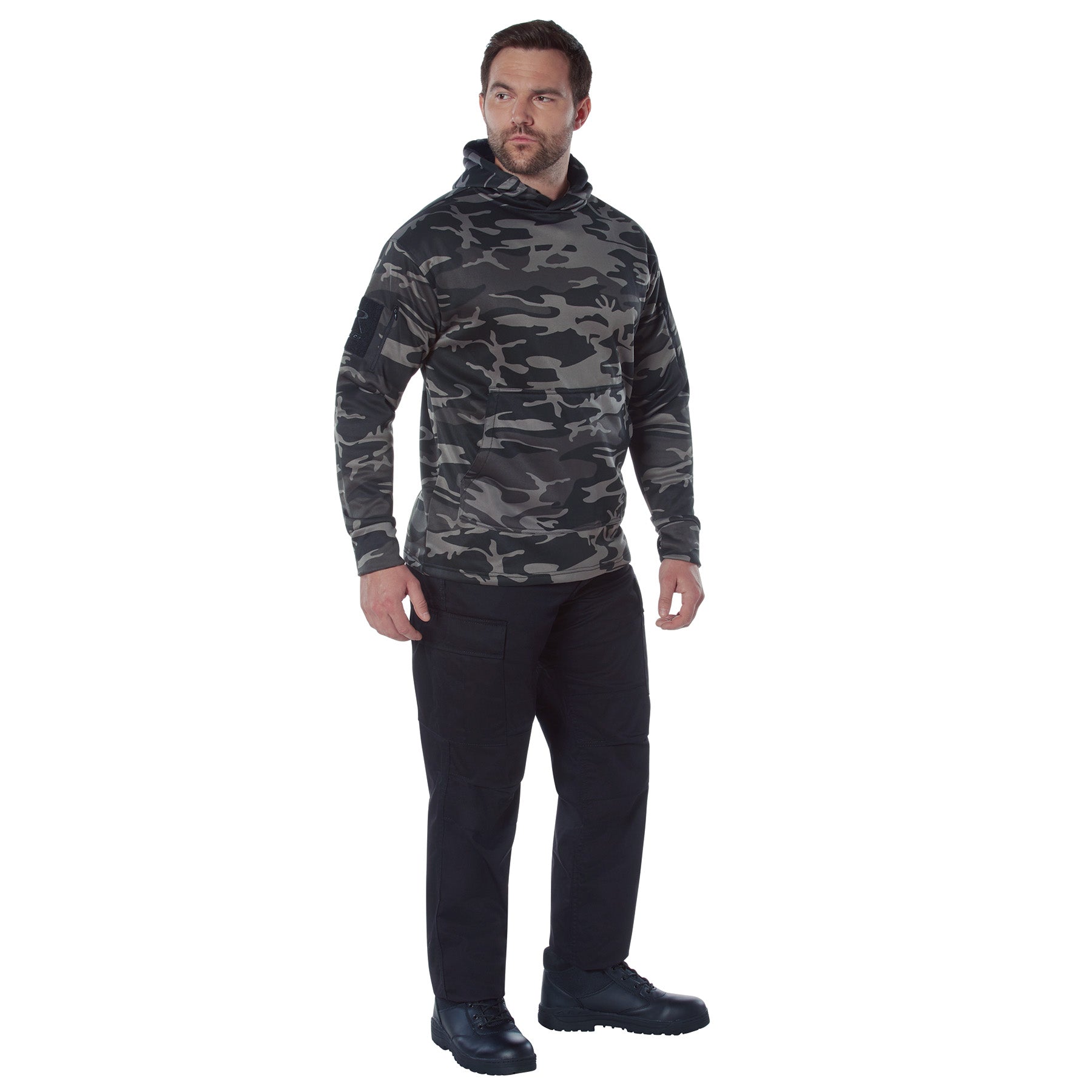 Rothco Concealed Carry Hoodie Black Camo Size 4XL – Durable Tactical Sweatshirt with Discreet Storage and Moisture-Wicking Comfort