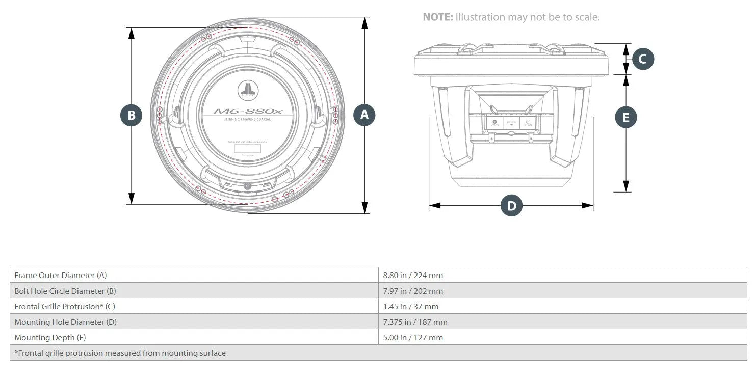 JL Audio M6 8.8in Coaxial Speakers Titanium Sport Grille