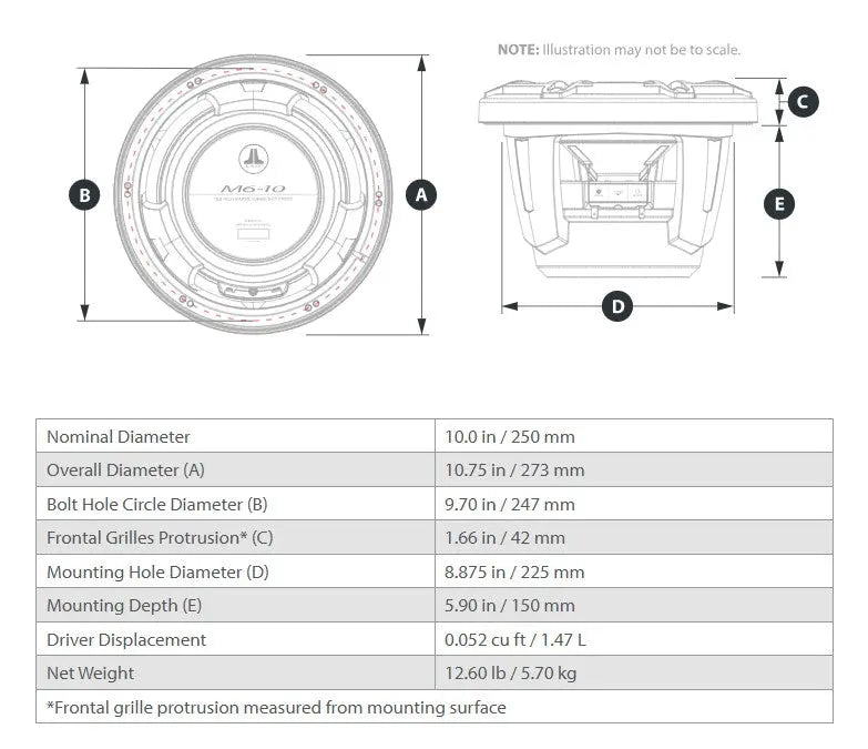 JL Audio M6 10in Subwoofer with White Sport Grille Infinite Baffle