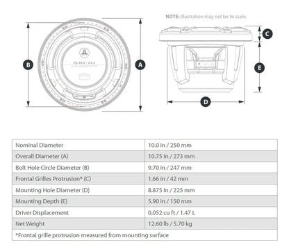 JL Audio M6 10in Subwoofer with White Sport Grille Infinite Baffle