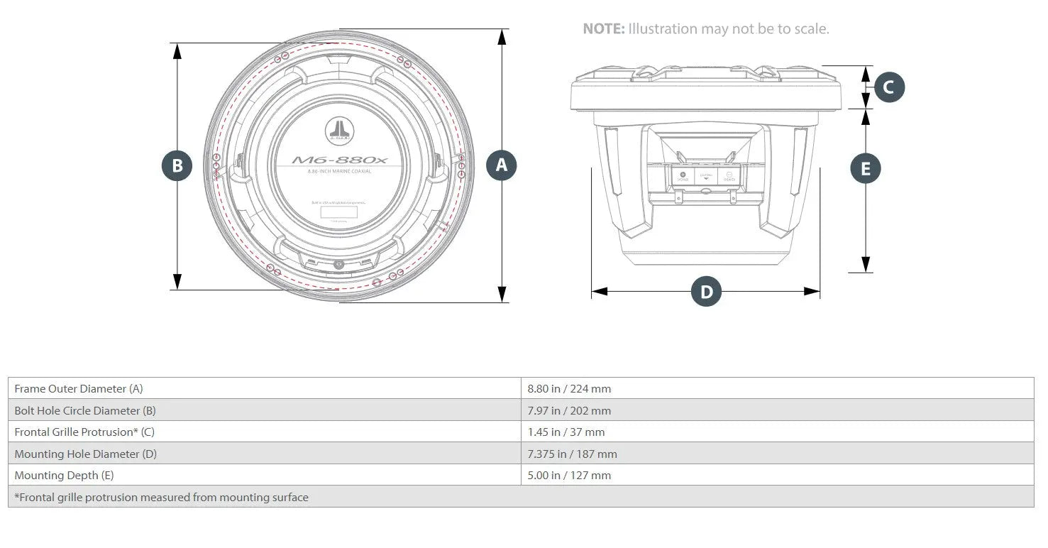 JL Audio M6 8.8in Coaxial Speakers White Sport Grille with RGB LED