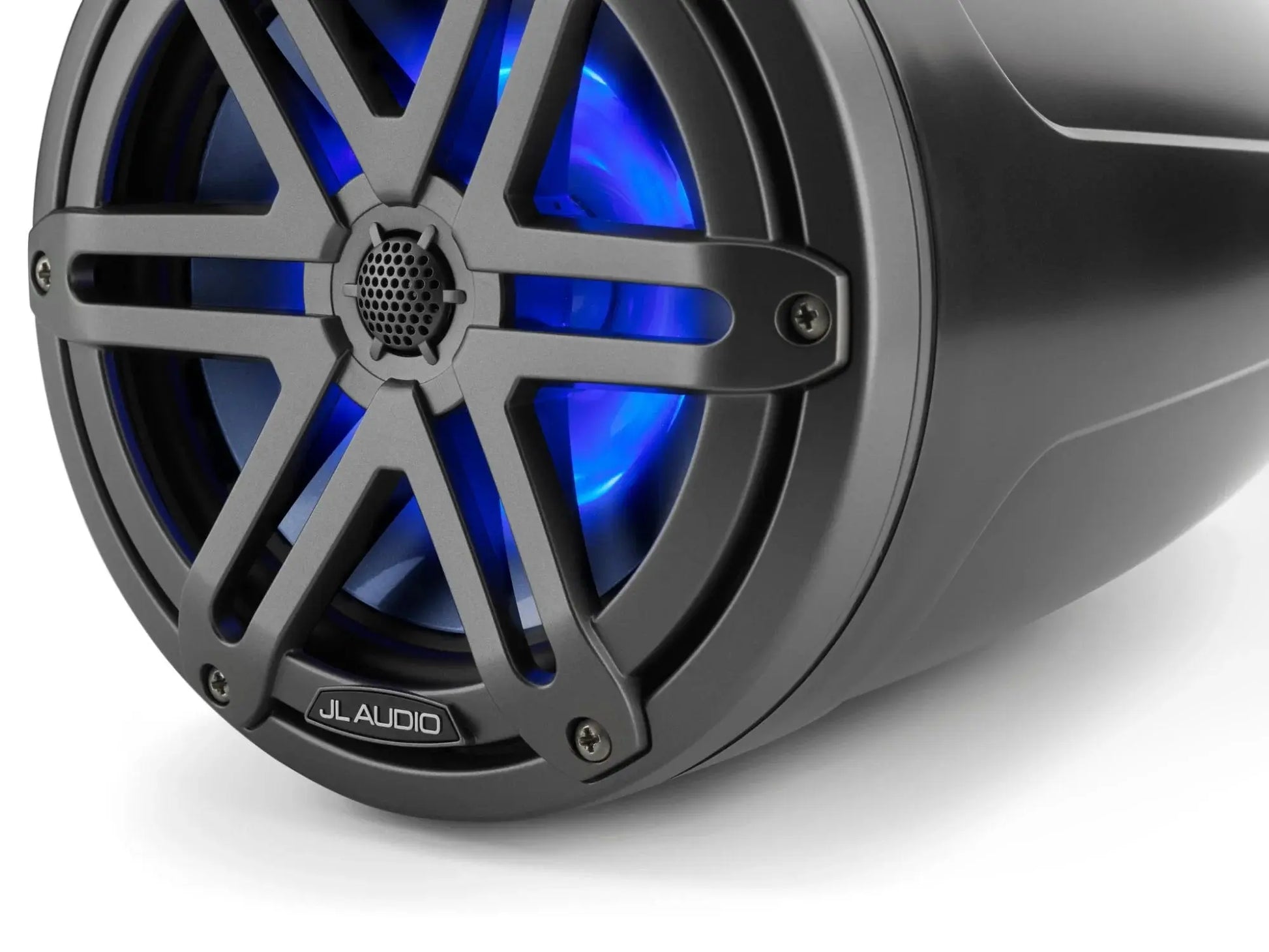 JL Audio M3 7.7in Enclosed Tower Speakers Gray Sport Grille with RGB LED
