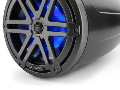 JL Audio M3 7.7in Enclosed Tower Speakers Gray Sport Grille with RGB LED