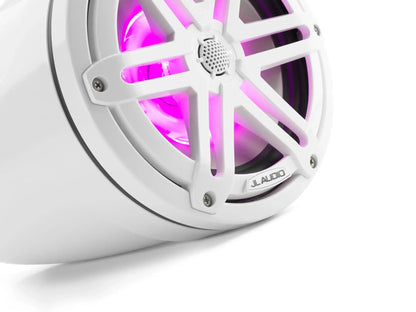 JL Audio M3 7.7in Enclosed Tower Speakers White Sport Grille with RGB LED