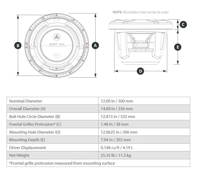 JL Audio M7 12in Subwoofer with Titanium Sport Grille