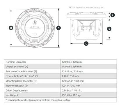 JL Audio M7 12in Subwoofer with Titanium Sport Grille