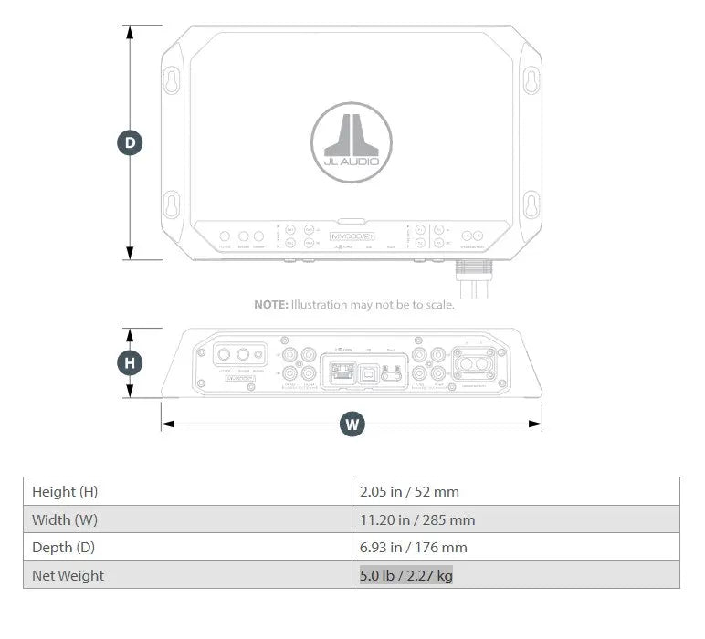 JL Audio MVi Marine Amplifier 2 Channel Full-Range 600 Watts 12v Integrated DSP