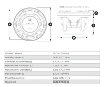 JL Audio M6 10in Subwoofer with White Sport Grille RGB LED
