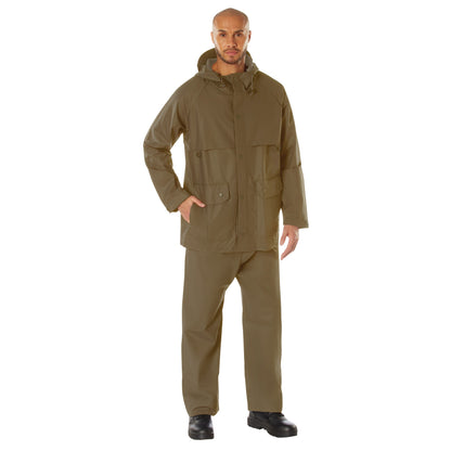Rothco Microlite PVC Rainsuit in Coyote Brown, Size XL – Lightweight Waterproof Protection for Outdoor Activities