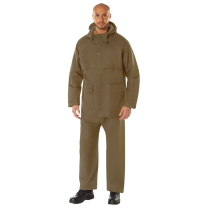 Rothco Microlite PVC Rainsuit 2-Piece Set in Coyote Brown, Size 3XL