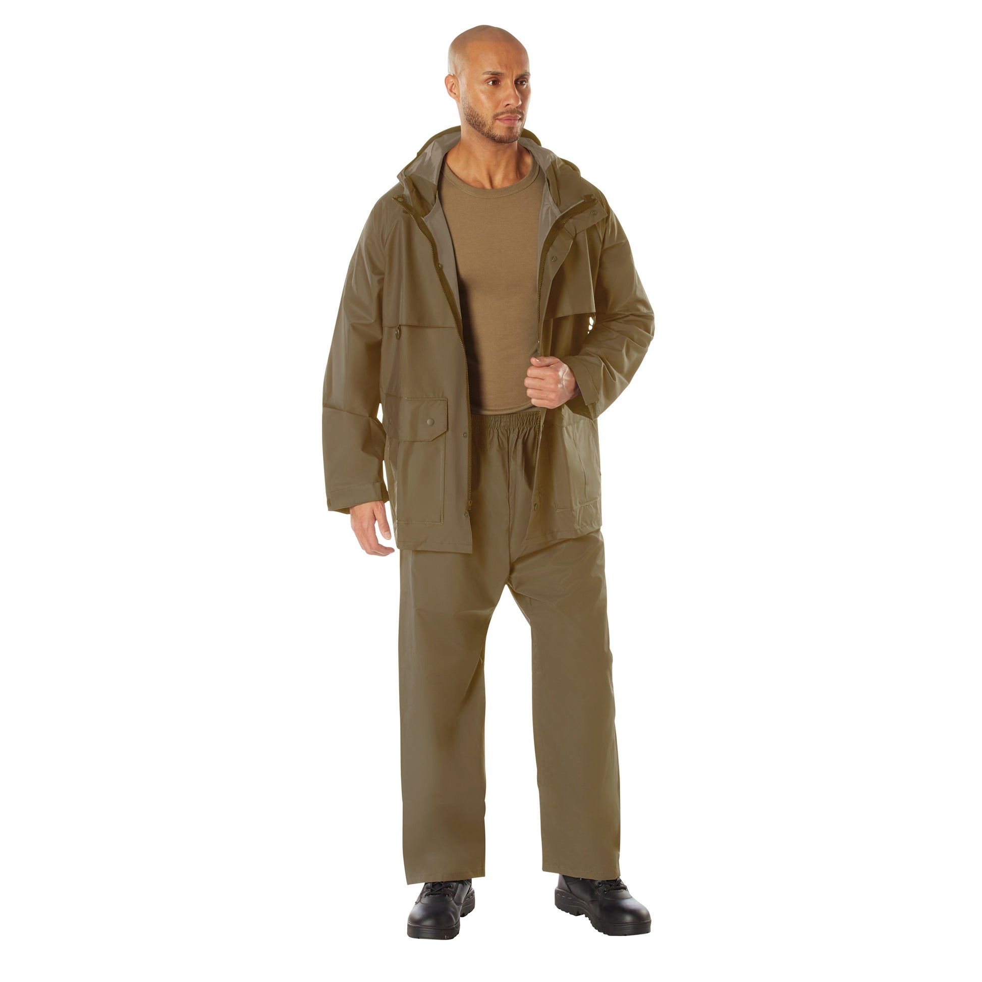 Rothco Microlite PVC Rainsuit 2-Piece Set in Coyote Brown, Size 3XL