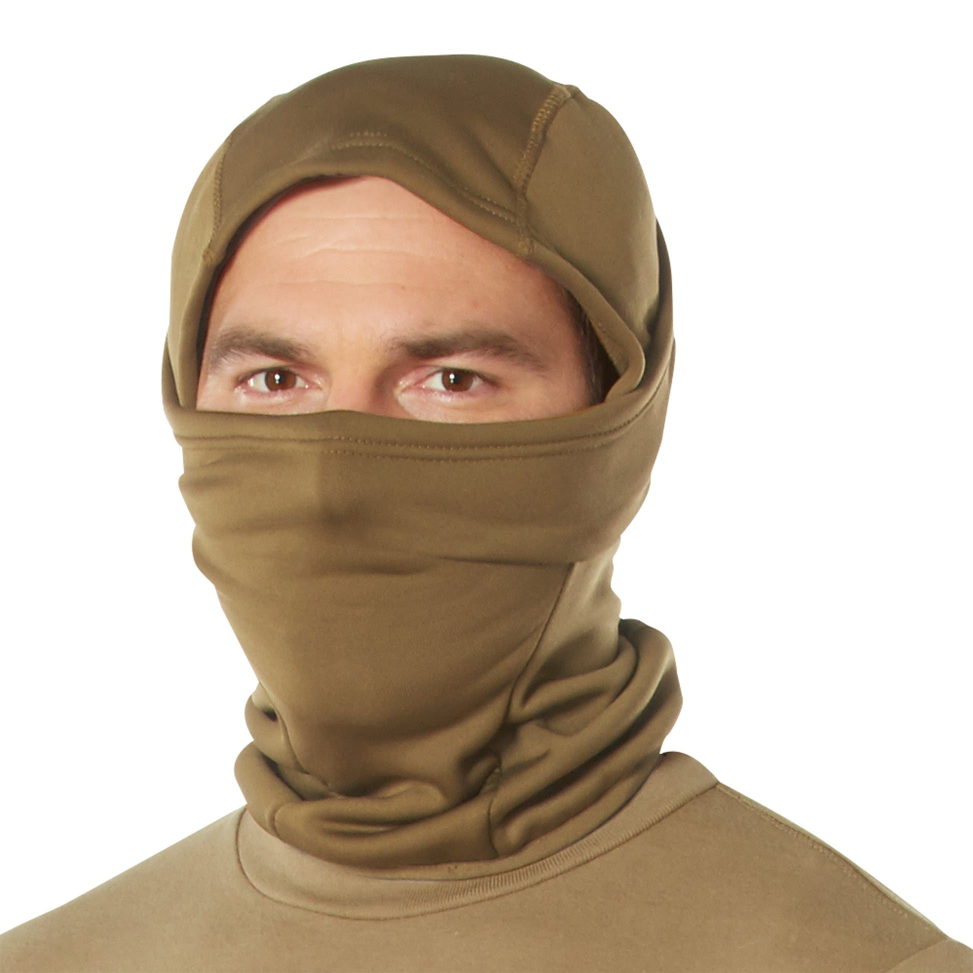 Rothco Hinged Helmet Liner Balaclava in Coyote Brown – Versatile Winter Face Mask with Adjustable Design