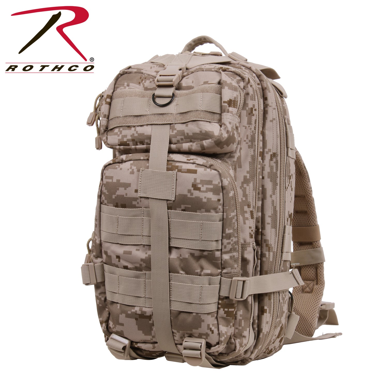 Rothco Medium Transport Pack Desert Digital Camo - 25L Tactical Backpack with MOLLE Webbing and Water-Resistant Construction