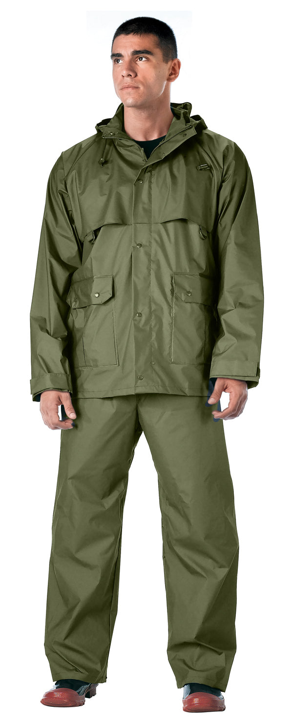 Rothco Microlite PVC Rainsuit Olive Drab Size XL – Lightweight Waterproof Rain Gear for Outdoor Activities