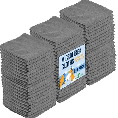 GREEN LIFESTYLE Microfiber Cleaning Cloth 150 Pack Borderless Microfiber Towels Cleaning Rags for Cleaning Car Microfiber Towel Drying Towels for Сars Car Wash Towels (11.5" x 11.5" Grey) Atticus Goods