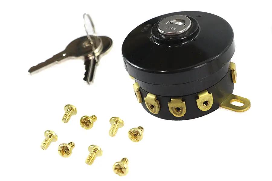 V-Twin Replica Indian Ignition Switch with 2 Keys - 1937-up Motorcycle Replacement Part by V-Twin