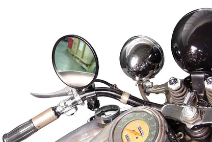 V-Twin Spring Fork Black 5 Inch Round Mirror for Harley Davidson FL & EL Models by V-Twin