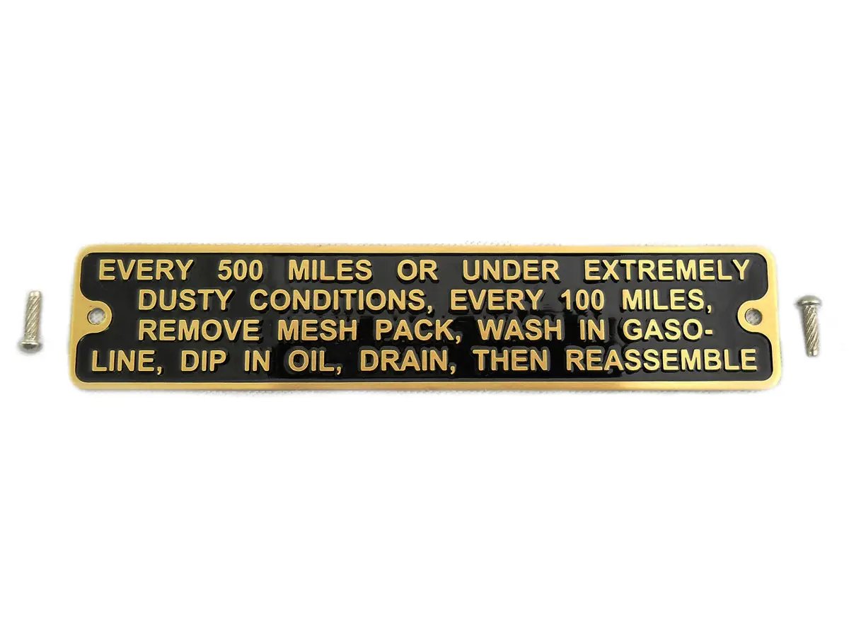 V-Twin Linkert Brass Air Cleaner Instruction Tag for Harley Davidson FL Models by V-Twin