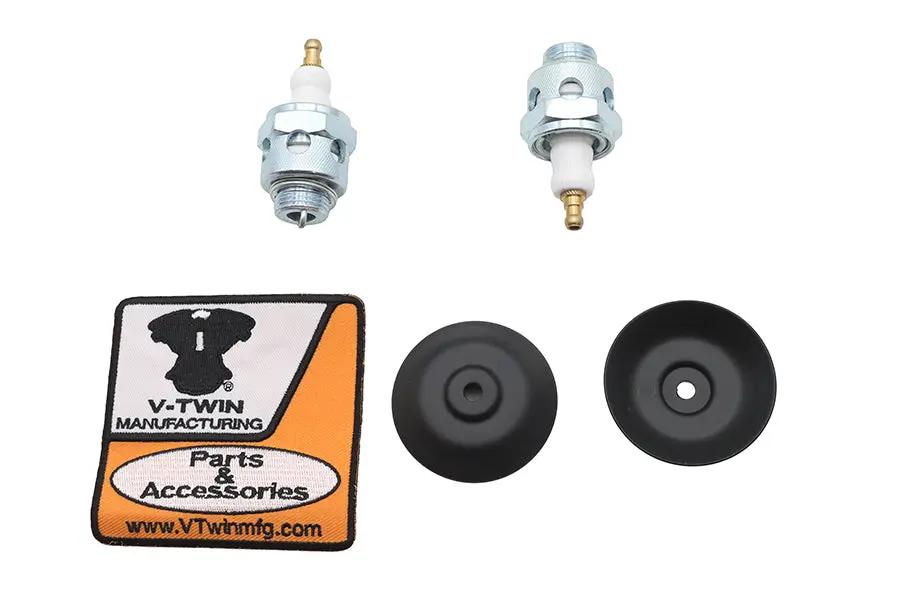 V-Twin Globe 18mm Spark Plug Kit with Black Replica Shield for Harley Davidson FL and EL Models by V-Twin