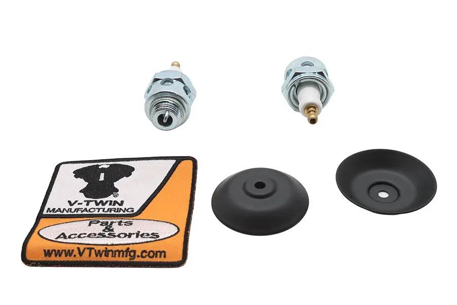 V-Twin Globe 18mm Spark Plug Kit with Black Replica Shield for Harley Davidson FL and EL Models by V-Twin