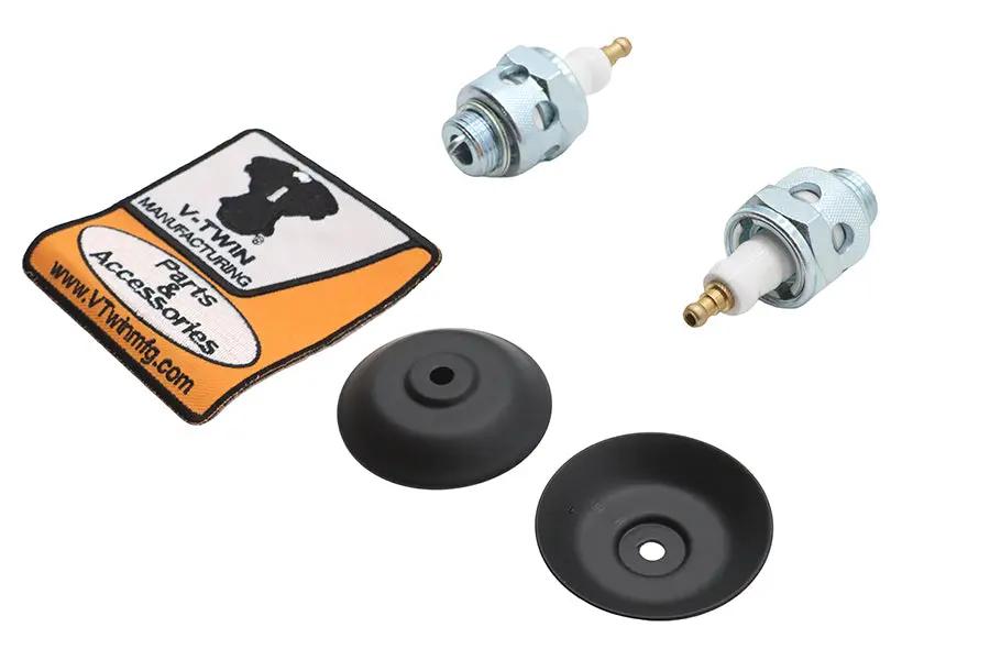 V-Twin Globe 18mm Spark Plug Kit with Black Replica Shield for Harley Davidson FL and EL Models by V-Twin