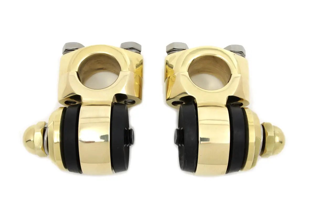 V-Twin Polished Brass Flanders Riser Tops for Harley Davidson FL and W Models by V-Twin