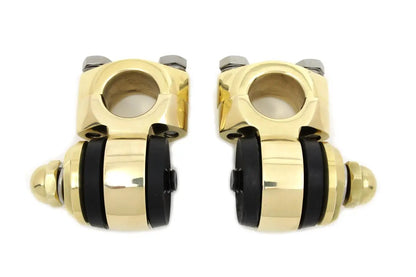 V-Twin Polished Brass Flanders Riser Tops for Harley Davidson FL and W Models by V-Twin