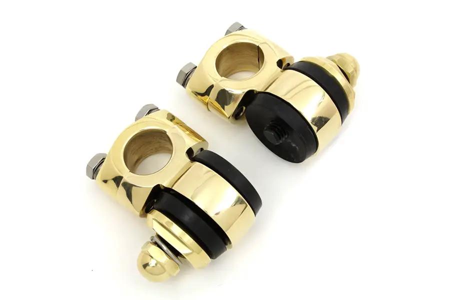 V-Twin Polished Brass Flanders Riser Tops for Harley Davidson FL and W Models by V-Twin
