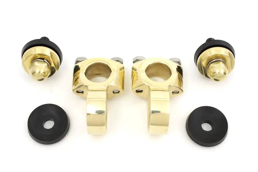 V-Twin Polished Brass Flanders Riser Tops for Harley Davidson FL and W Models by V-Twin