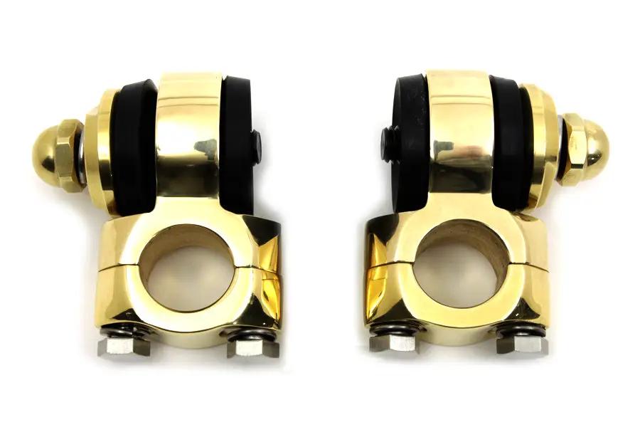 V-Twin Polished Brass Flanders Riser Tops for Harley Davidson FL and W Models by V-Twin