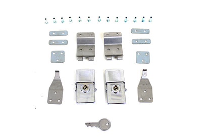 V-Twin 1964-1968 FL Saddlebag Lock Kit - Chrome Latch Cover & Zinc Plated Hooks by V-Twin