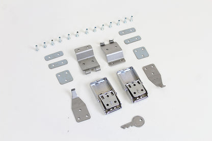 V-Twin 1964-1968 FL Saddlebag Lock Kit - Chrome Latch Cover & Zinc Plated Hooks by V-Twin