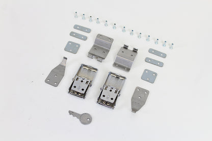 V-Twin 1964-1968 FL Saddlebag Lock Kit - Chrome Latch Cover & Zinc Plated Hooks by V-Twin