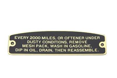 V-Twin 63468 Air Cleaner Instruction Tag for 6 Inch Air Cleaners by V-Twin