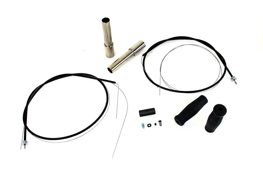 V-Twin Throttle and Spark Cable Spiral Kit Nickel Plated for Harley Davidson J Models by V-Twin