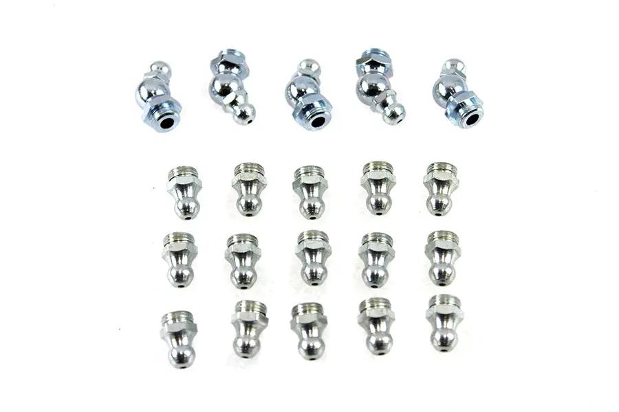 V-Twin Alemite Grease Fitting Set White Zinc – Compatible with Harley Davidson Models 1936-1940 by V-Twin