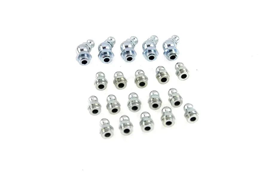V-Twin Alemite Grease Fitting Set White Zinc – Compatible with Harley Davidson Models 1936-1940 by V-Twin