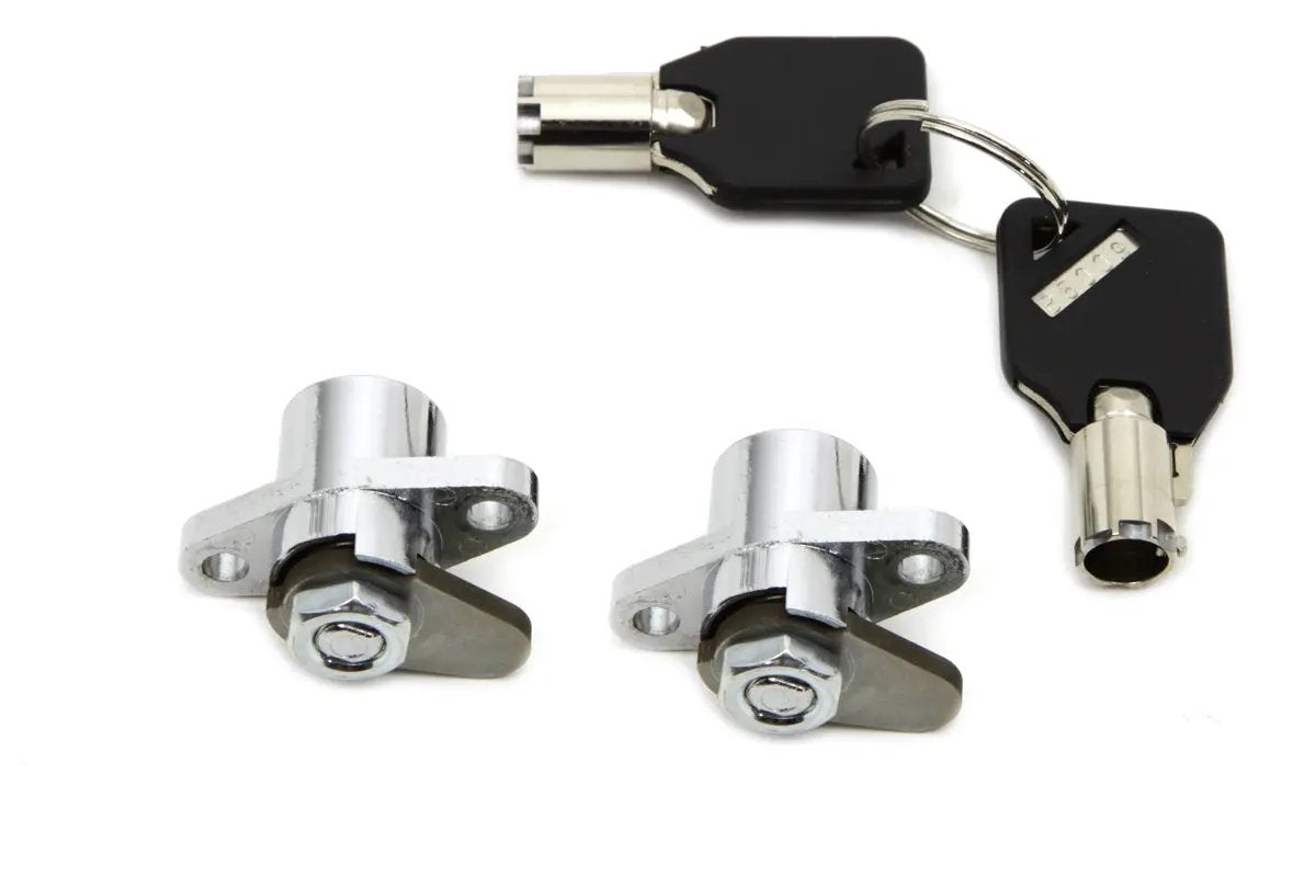 V-Twin Chrome Saddlebag Lock and Key Kit for Harley Davidson FLT (1993-2002) - Part Number 77656 by V-Twin