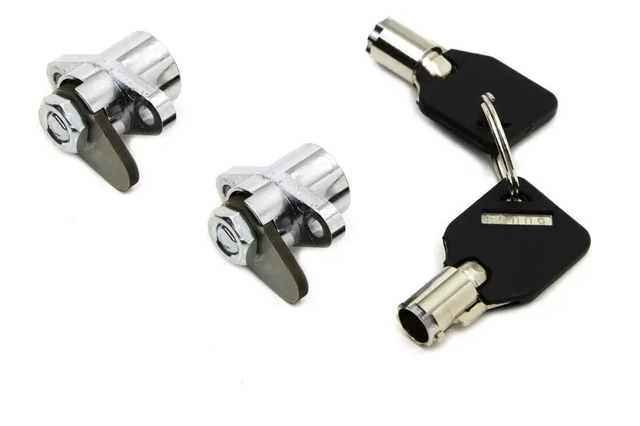 V-Twin Chrome Saddlebag Lock and Key Kit for Harley Davidson FLT (1993-2002) - Part Number 77656 by V-Twin