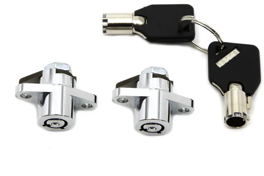 V-Twin Chrome Saddlebag Lock and Key Kit for Harley Davidson FLT (1993-2002) - Part Number 77656 by V-Twin
