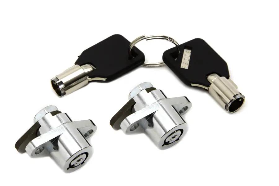 V-Twin Chrome Saddlebag Lock and Key Kit for Harley Davidson FLT (1993-2002) - Part Number 77656 by V-Twin