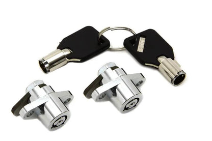 V-Twin Chrome Saddlebag Lock and Key Kit for Harley Davidson FLT (1993-2002) - Part Number 77656 by V-Twin