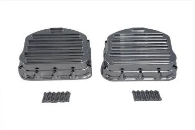 V-Twin Full Finned Panhead Rocker Box Cover Set Chrome – Fits Harley Davidson FL 1948-1957 by V-Twin