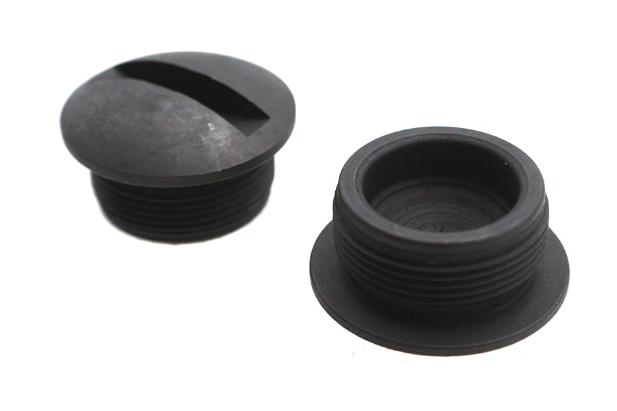 V-Twin Parkerized End Cap Set for Spring Forks – Fits 1949-1952 Harley Davidson FL & K Models