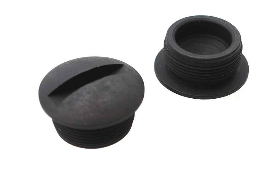 V-Twin Parkerized End Cap Set for Spring Forks – Fits 1949-1952 Harley Davidson FL & K Models